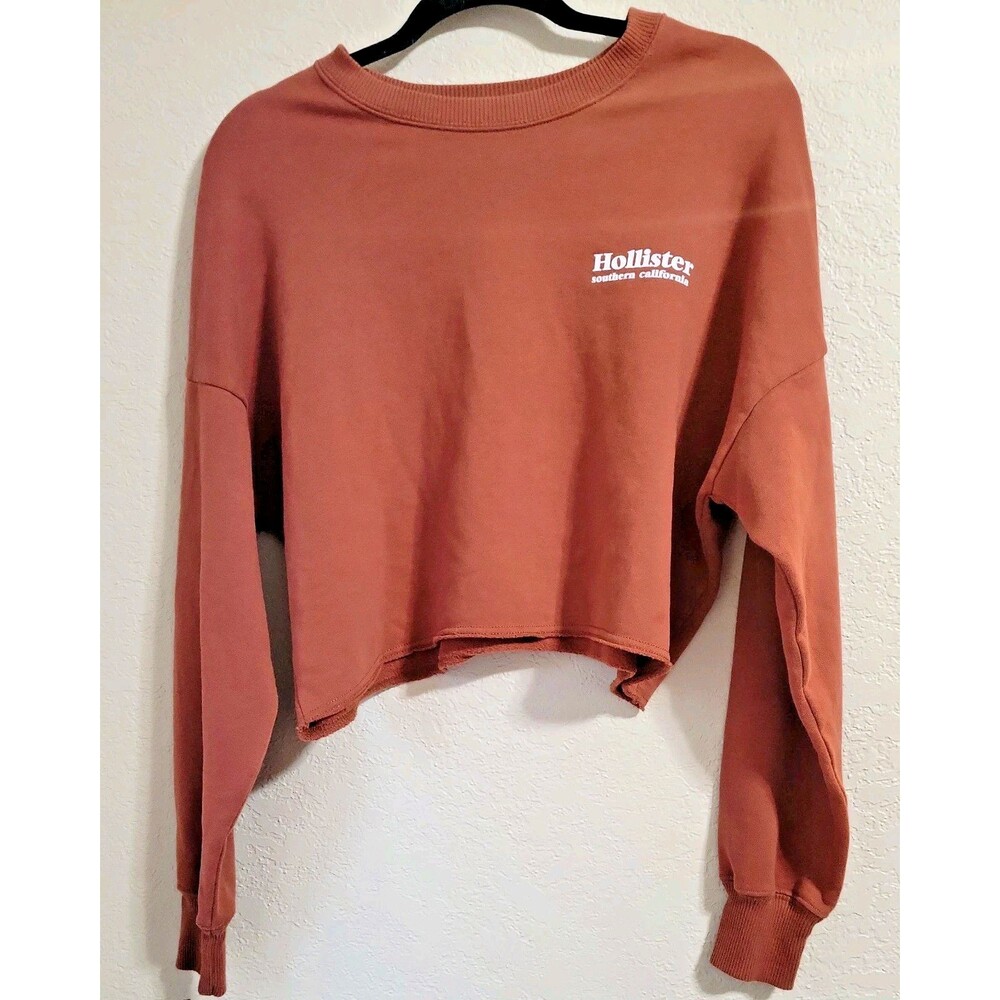 Hollister Women’s Crop Top Sweatshirt Small Brown Oversized Y2K Vintage Inspired